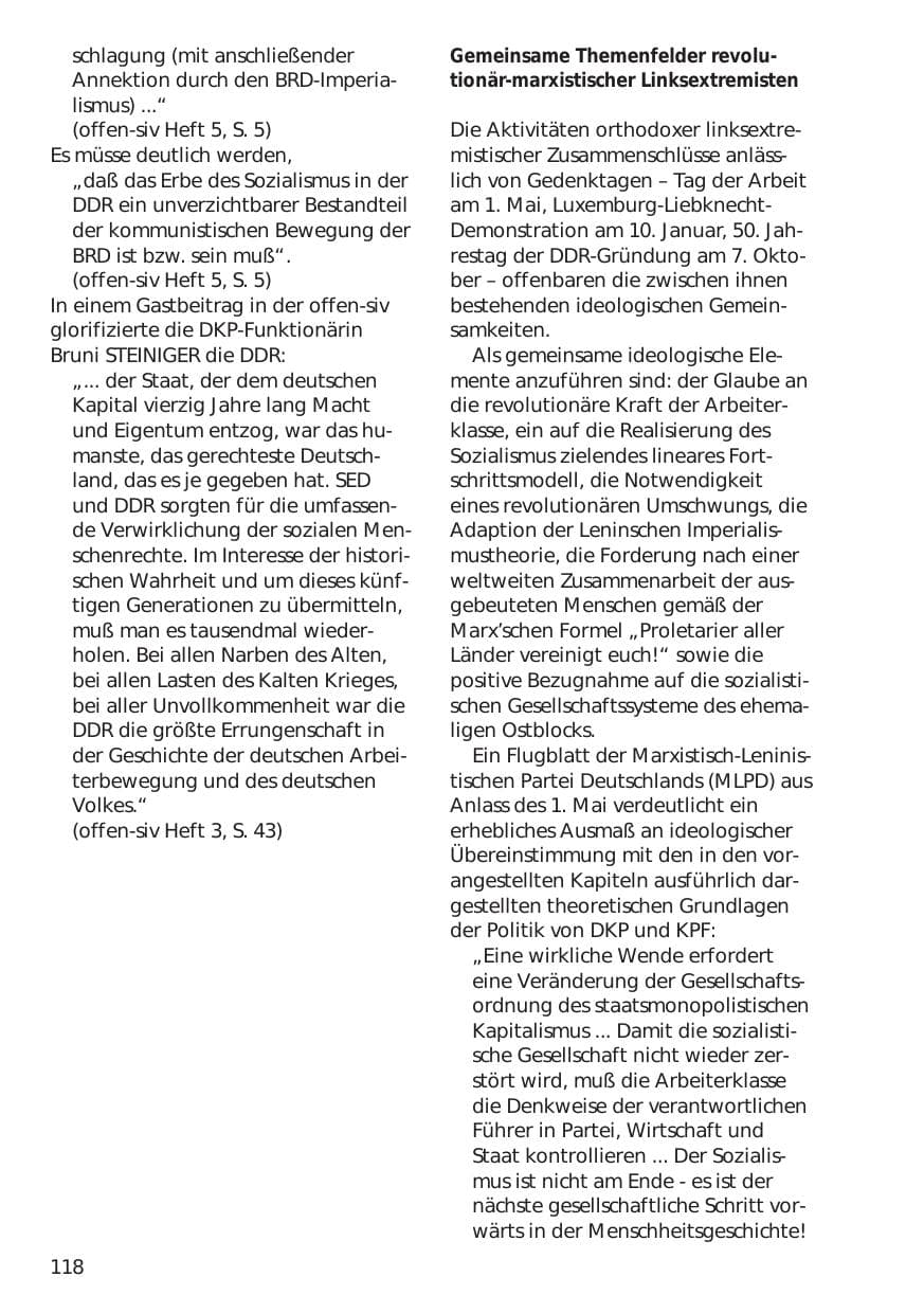 Seite 118 des Verfassungsschutzbericht 1999 Niedersachsen