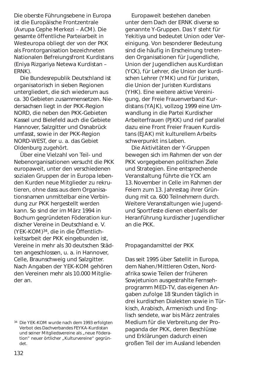 Seite 132 des Verfassungsschutzbericht 1999 Niedersachsen
