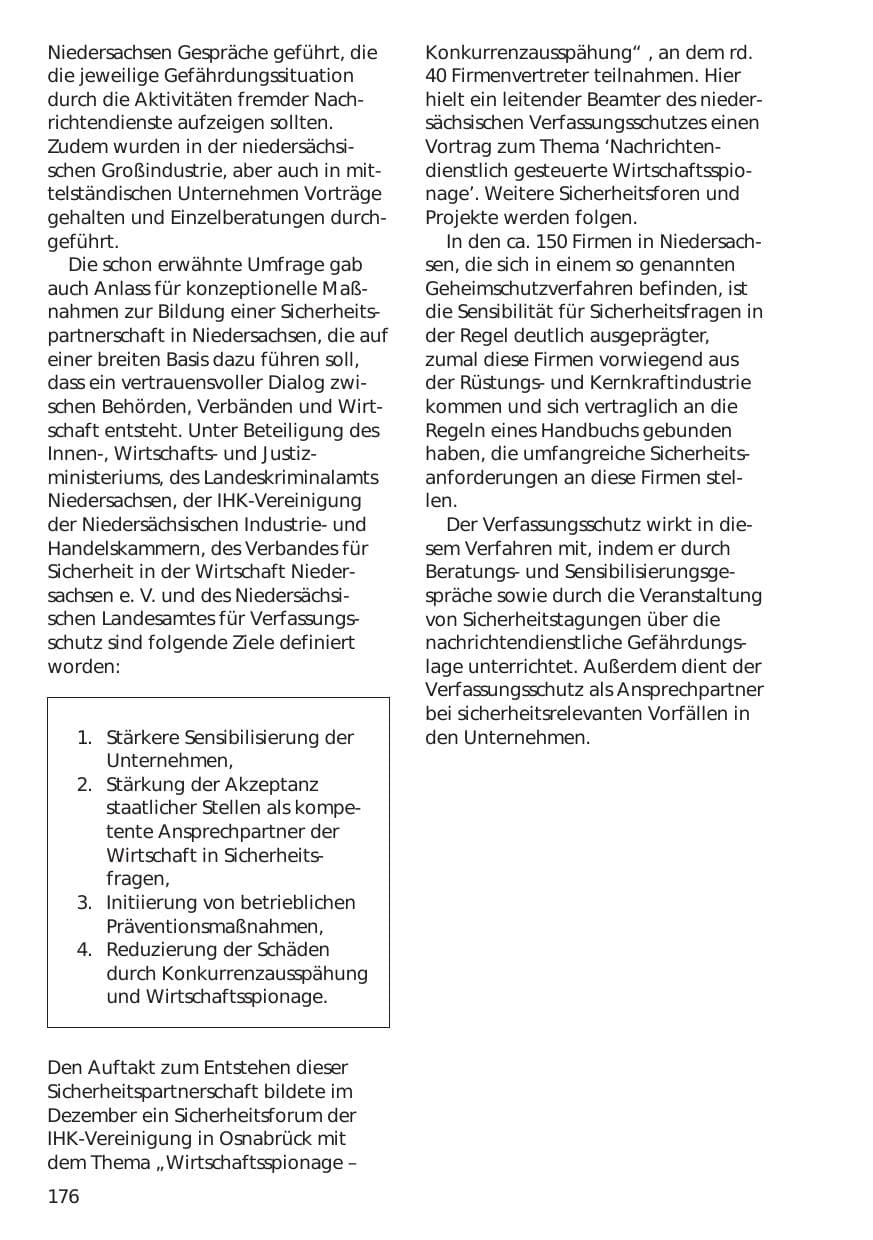 Seite 176 des Verfassungsschutzbericht 1999 Niedersachsen