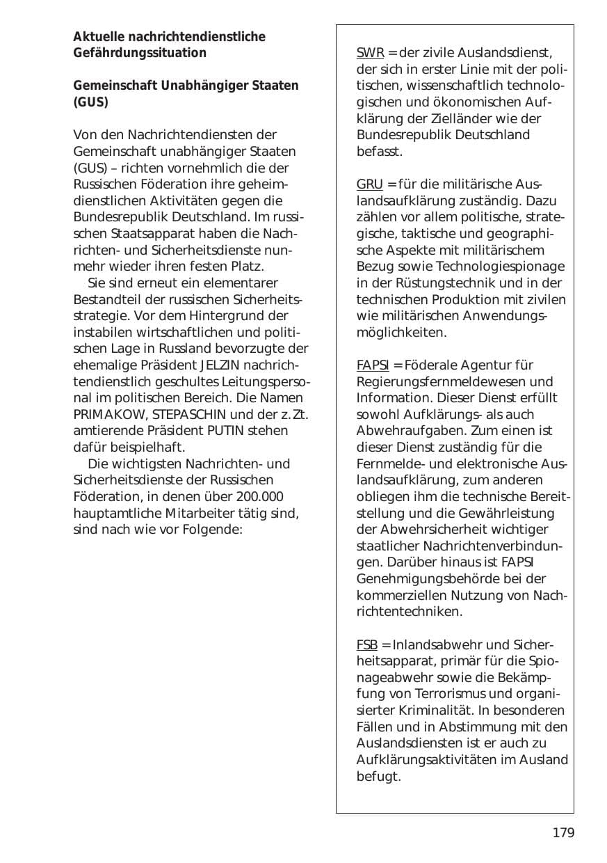 Seite 179 des Verfassungsschutzbericht 1999 Niedersachsen