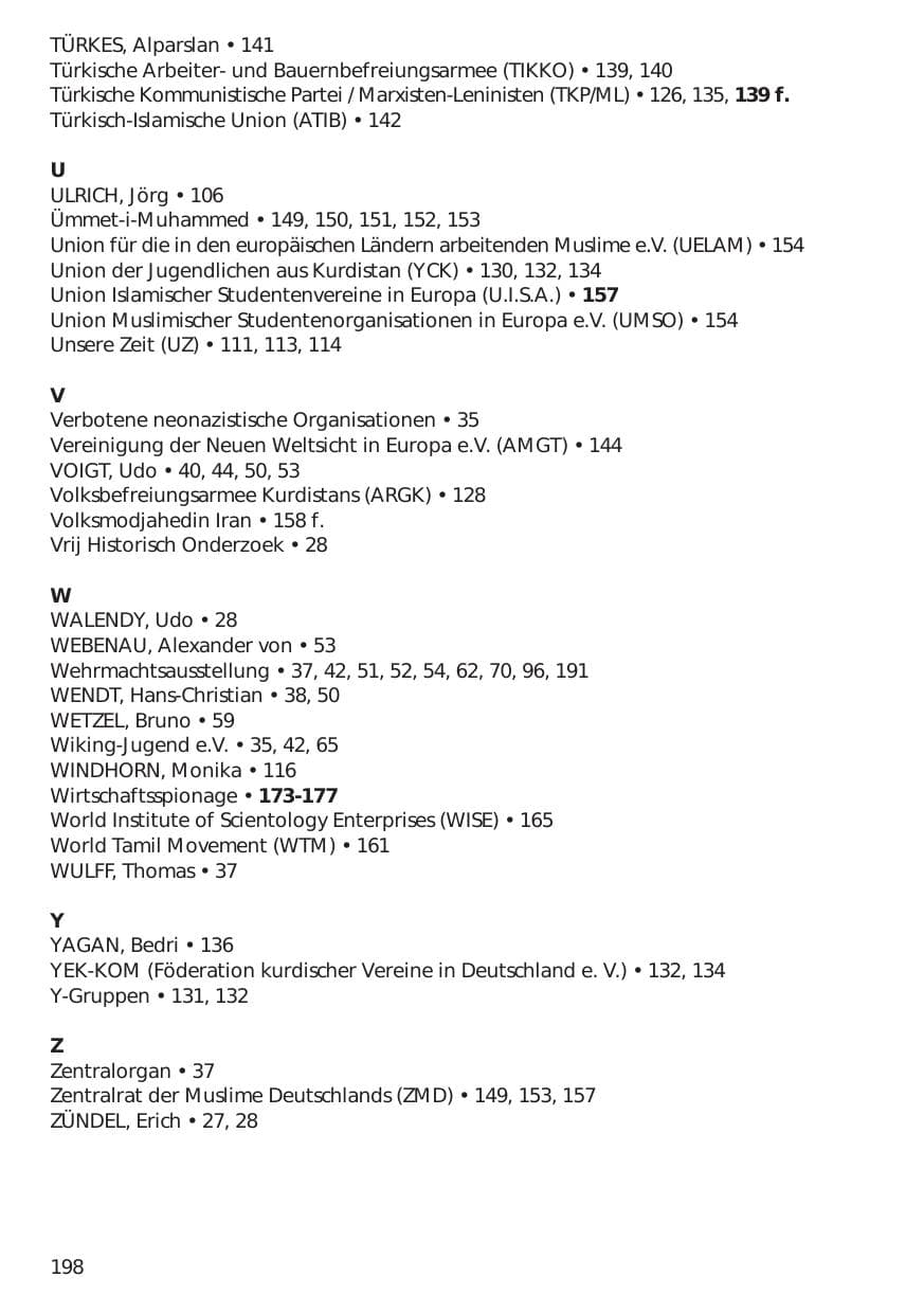 Seite 198 des Verfassungsschutzbericht 1999 Niedersachsen