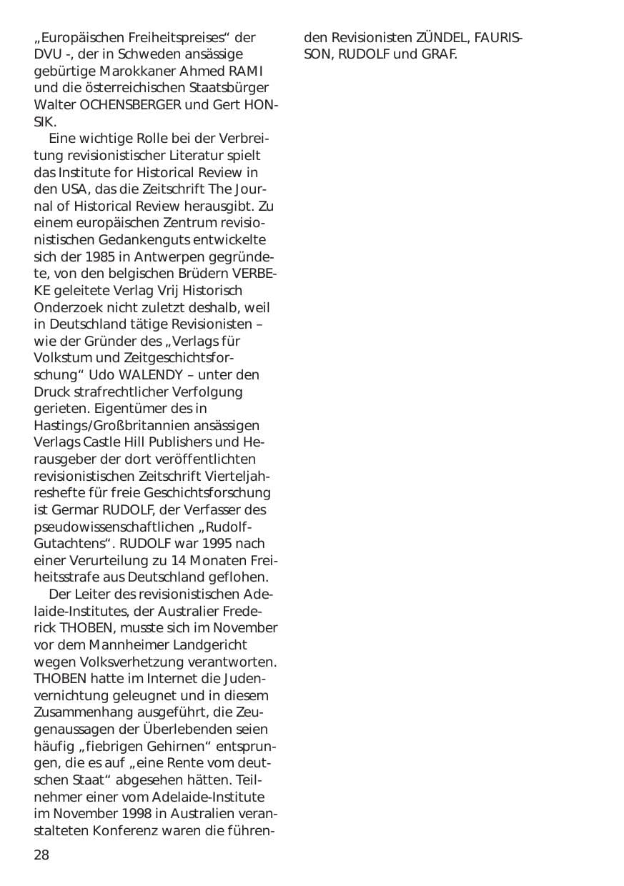 Seite 28 des Verfassungsschutzbericht 1999 Niedersachsen