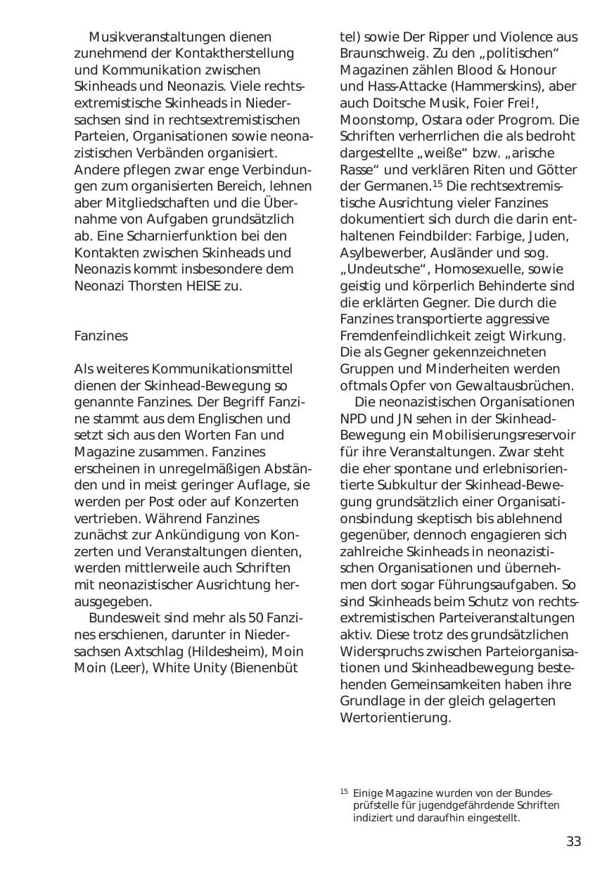 Seite 33 des Verfassungsschutzbericht 1999 Niedersachsen