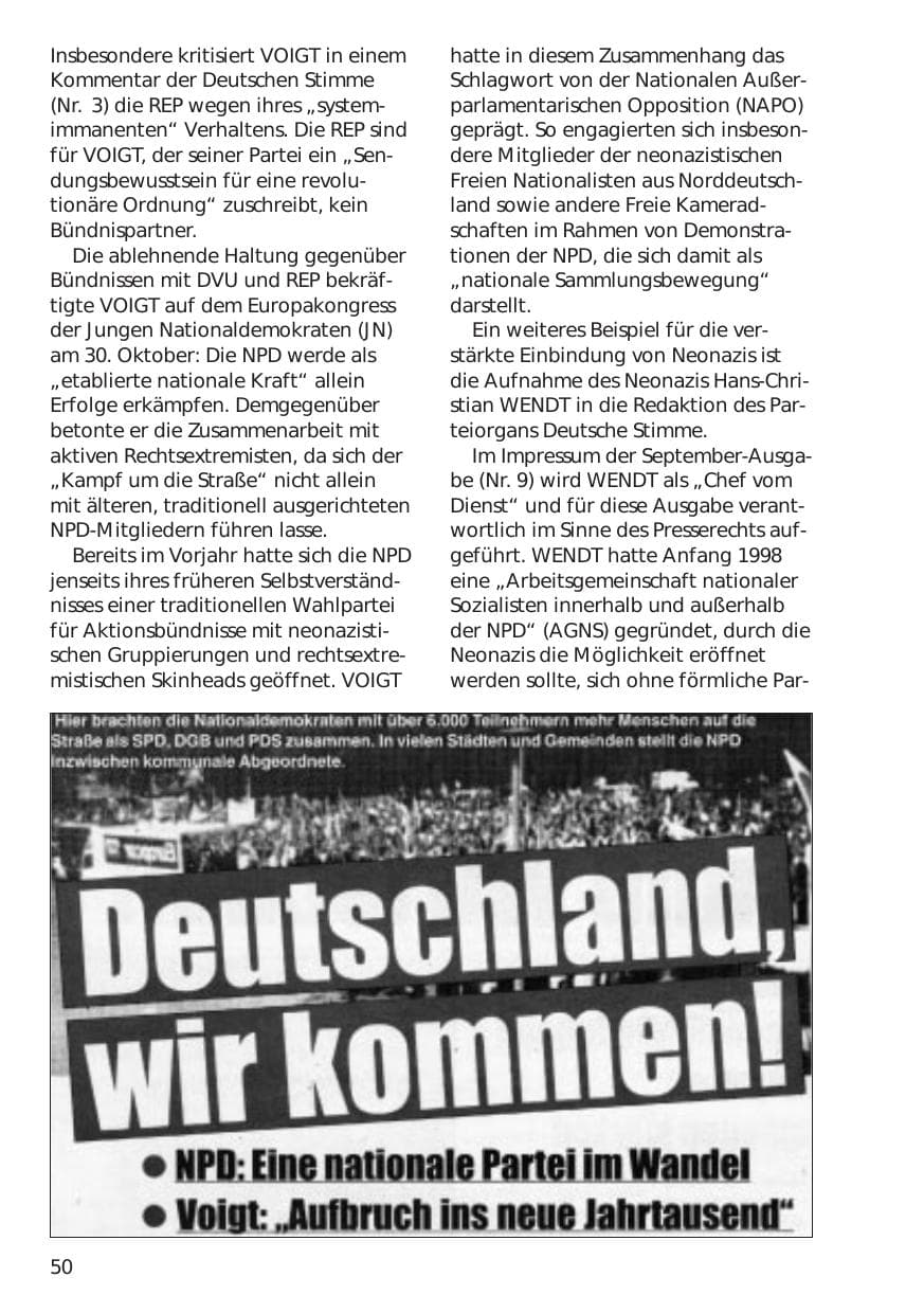 Seite 50 des Verfassungsschutzbericht 1999 Niedersachsen