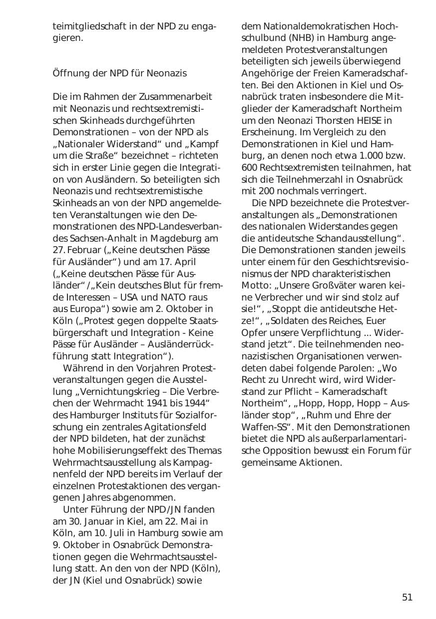 Seite 51 des Verfassungsschutzbericht 1999 Niedersachsen