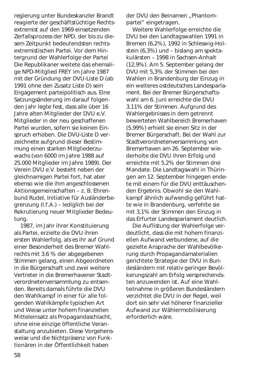 Seite 58 des Verfassungsschutzbericht 1999 Niedersachsen