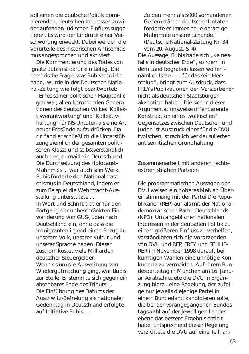 Seite 63 des Verfassungsschutzbericht 1999 Niedersachsen