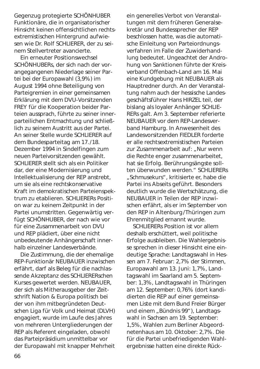 Seite 66 des Verfassungsschutzbericht 1999 Niedersachsen
