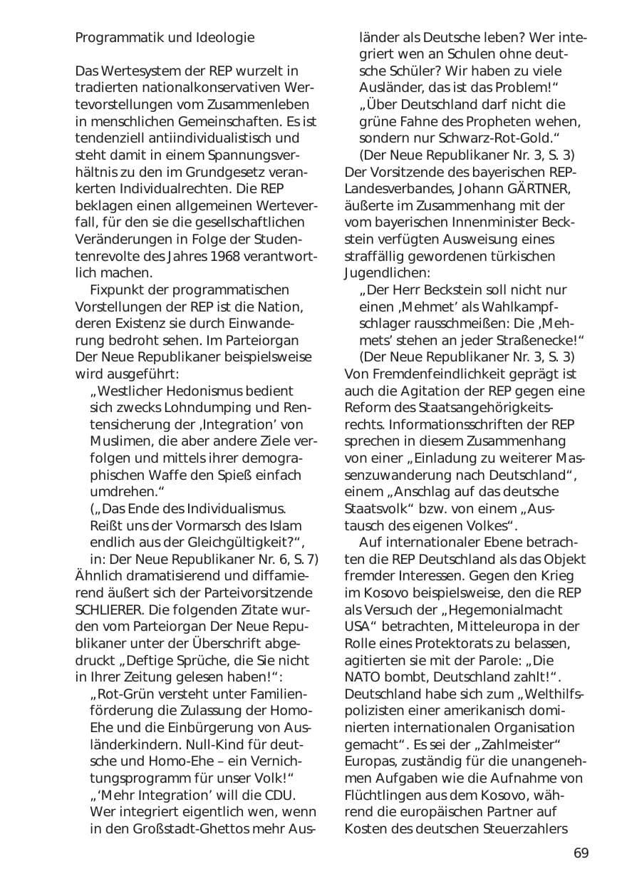 Seite 69 des Verfassungsschutzbericht 1999 Niedersachsen