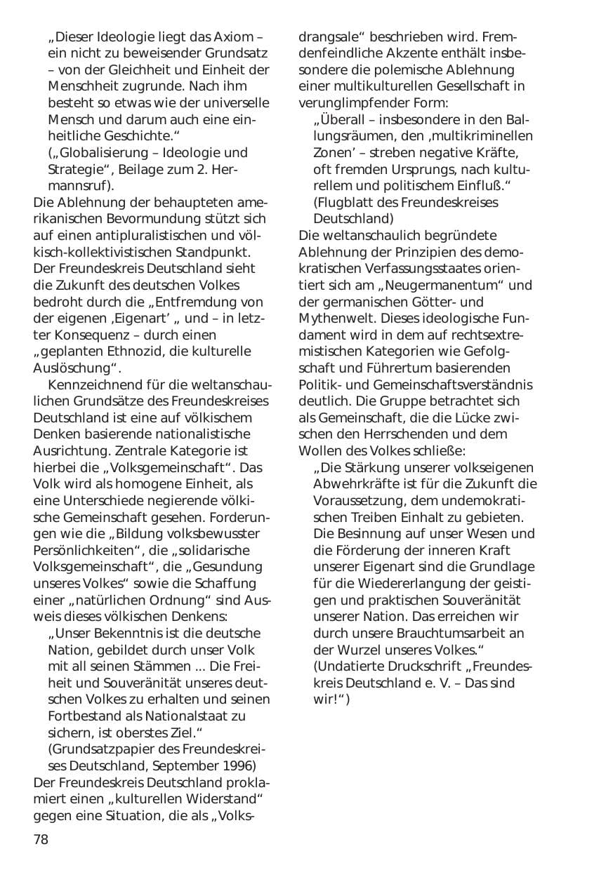 Seite 78 des Verfassungsschutzbericht 1999 Niedersachsen