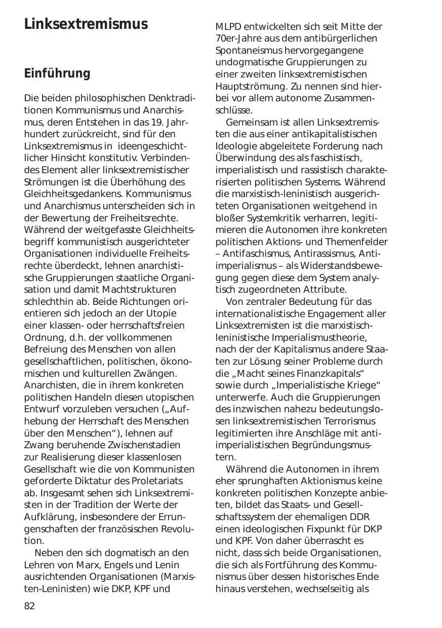 Seite 82 des Verfassungsschutzbericht 1999 Niedersachsen