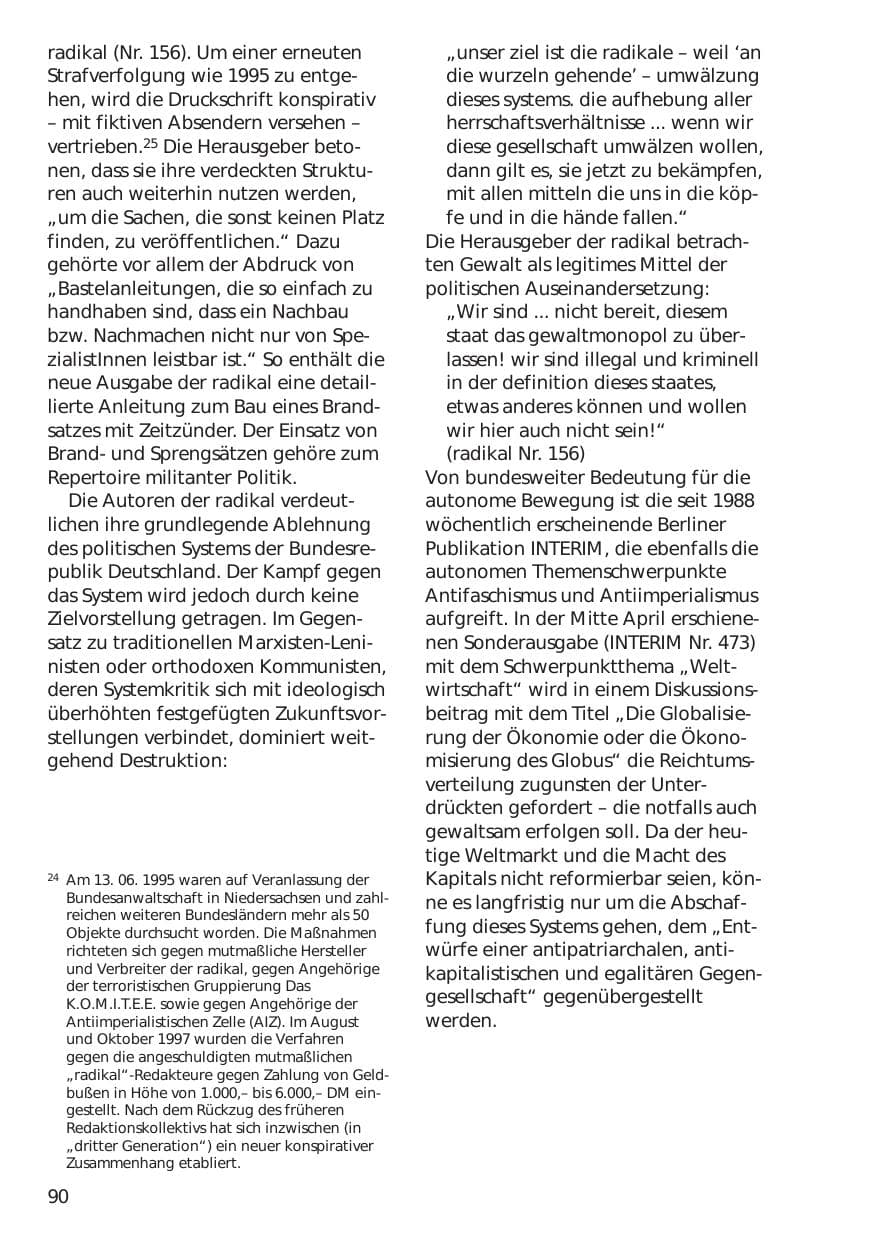 Seite 90 des Verfassungsschutzbericht 1999 Niedersachsen