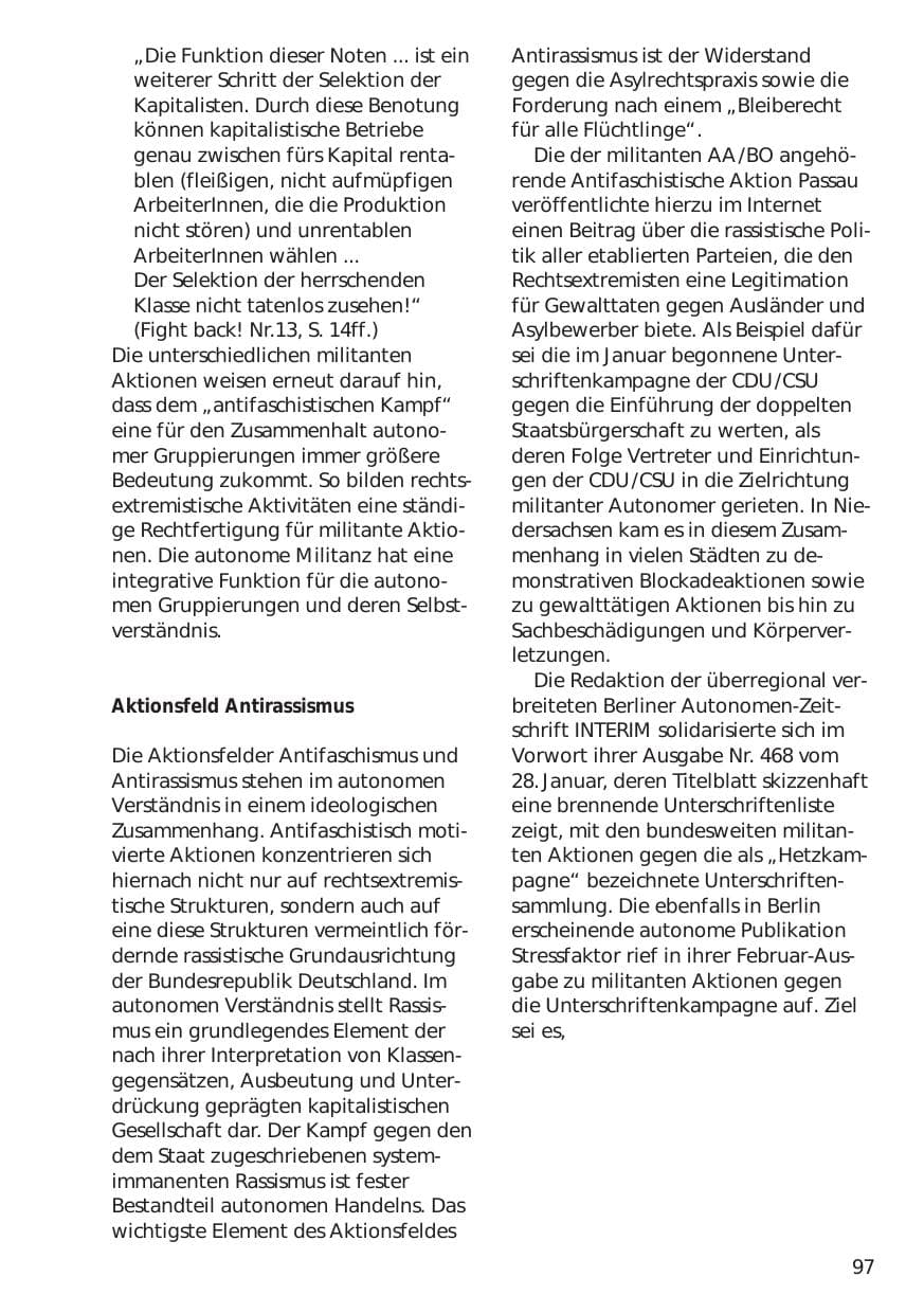 Seite 97 des Verfassungsschutzbericht 1999 Niedersachsen