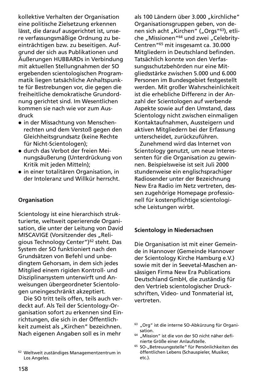 Seite 158 des Verfassungsschutzbericht 2000 Niedersachsen
