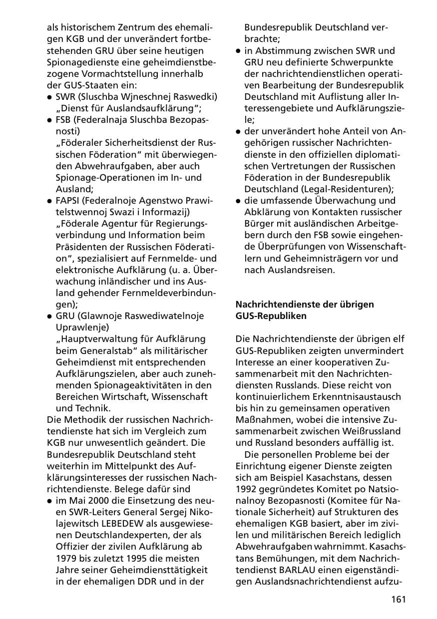 Seite 161 des Verfassungsschutzbericht 2000 Niedersachsen