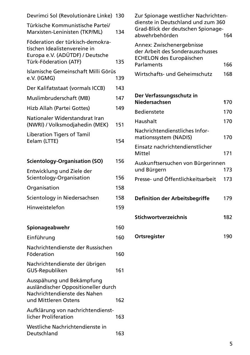 Seite 5 des Verfassungsschutzbericht 2000 Niedersachsen