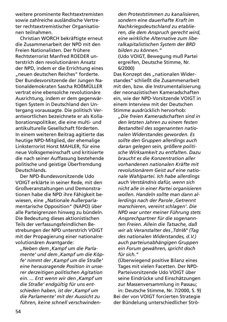 Seite 54 des Verfassungsschutzbericht 2000 Niedersachsen