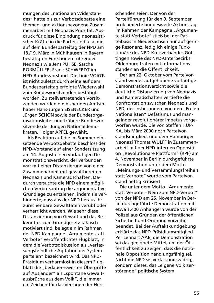 Seite 55 des Verfassungsschutzbericht 2000 Niedersachsen