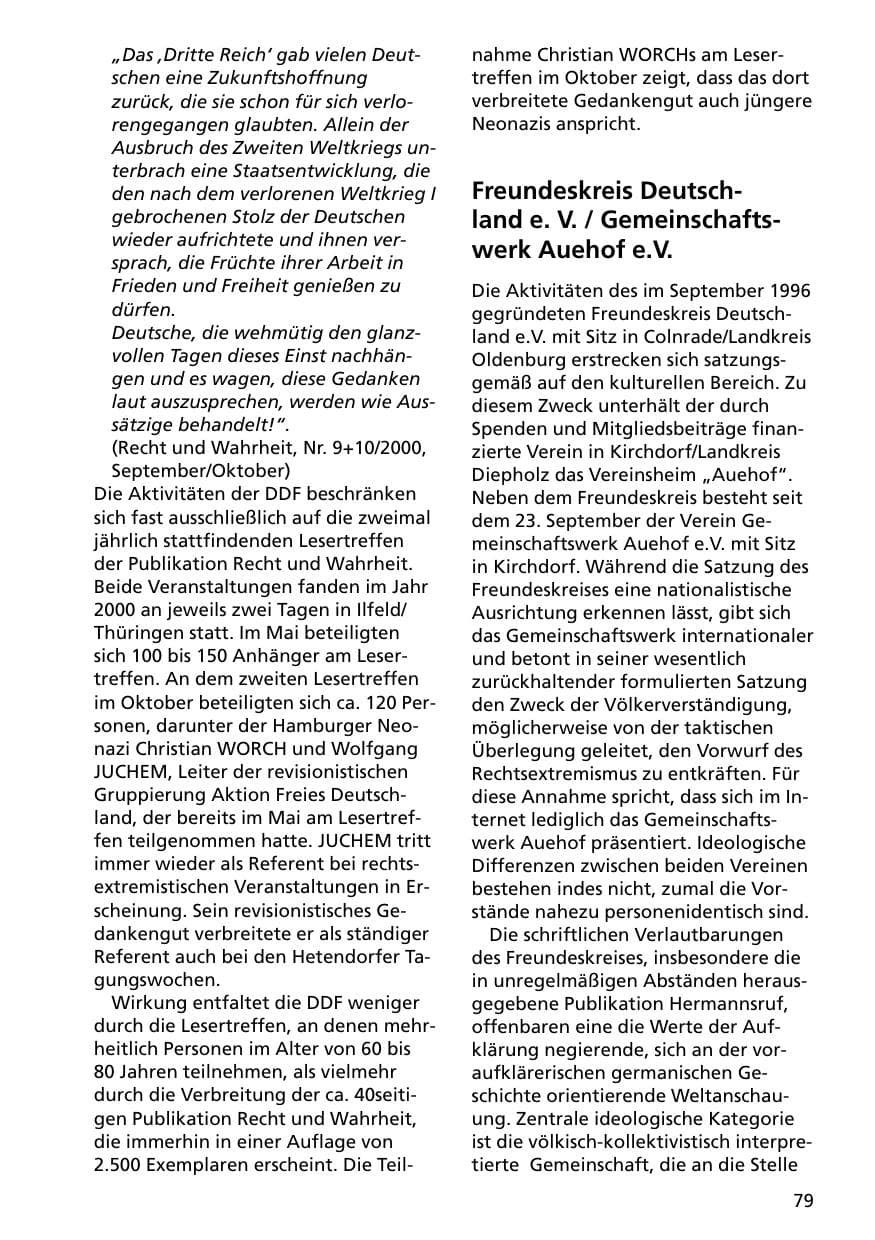 Seite 79 des Verfassungsschutzbericht 2000 Niedersachsen