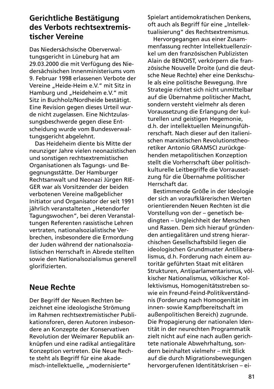 Seite 81 des Verfassungsschutzbericht 2000 Niedersachsen