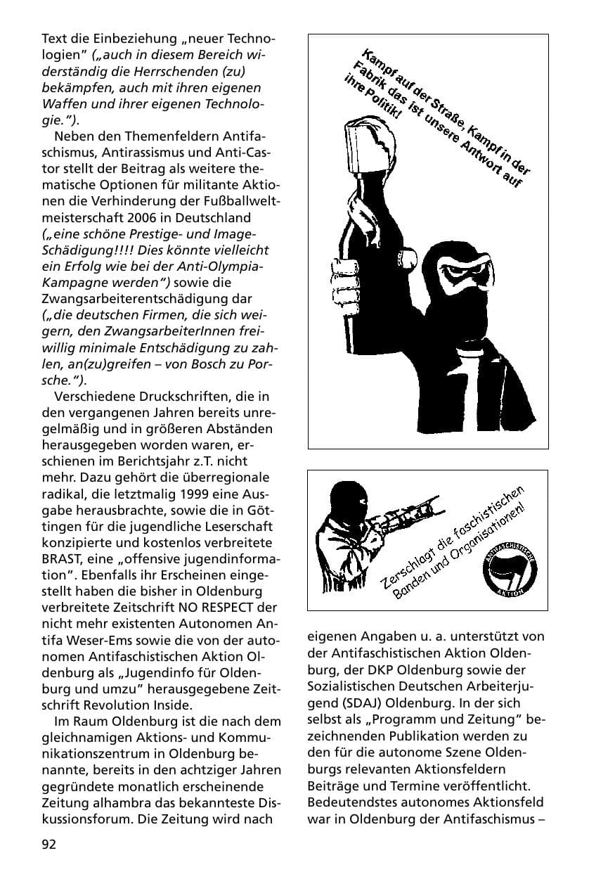 Seite 92 des Verfassungsschutzbericht 2000 Niedersachsen