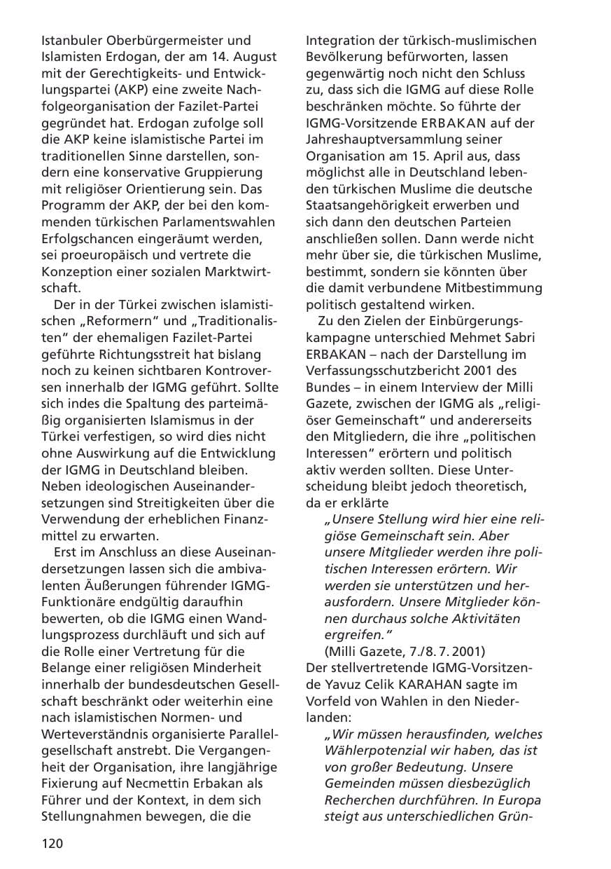 Seite 121 des Verfassungsschutzbericht 2001 Niedersachsen