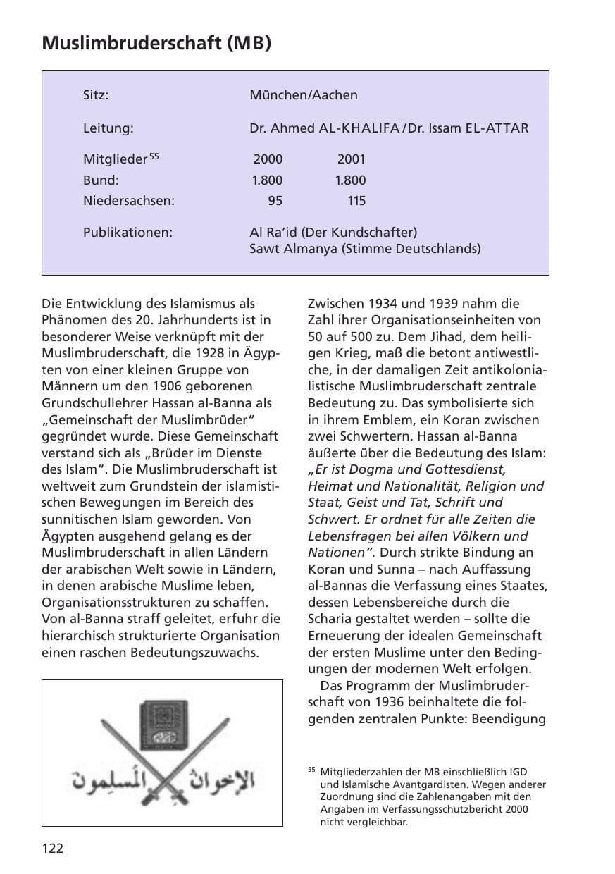 Seite 123 des Verfassungsschutzbericht 2001 Niedersachsen