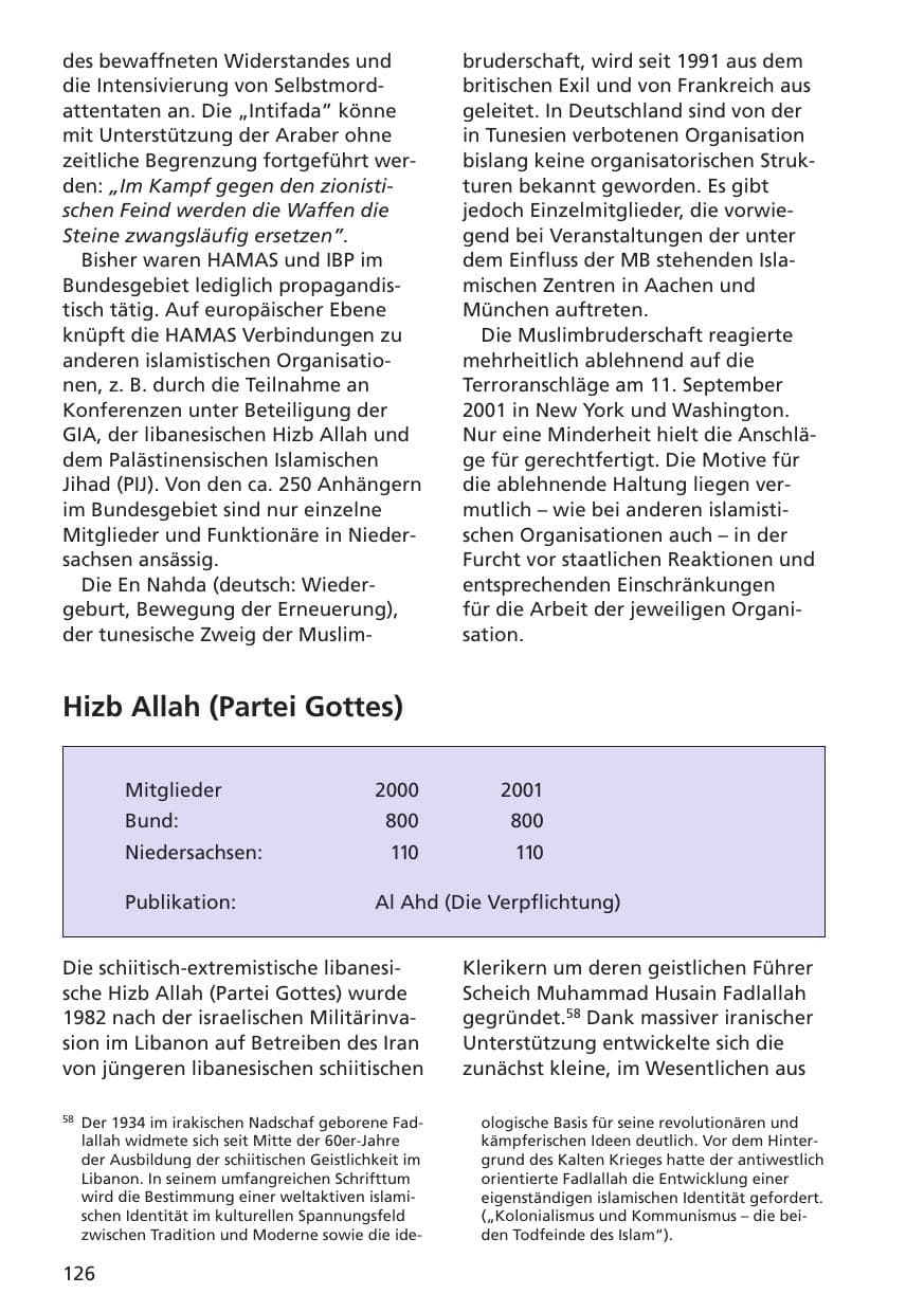 Seite 127 des Verfassungsschutzbericht 2001 Niedersachsen