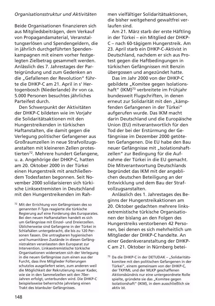Seite 149 des Verfassungsschutzbericht 2001 Niedersachsen