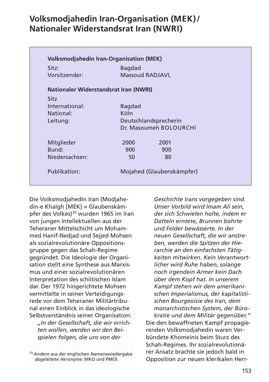 Seite 154 des Verfassungsschutzbericht 2001 Niedersachsen