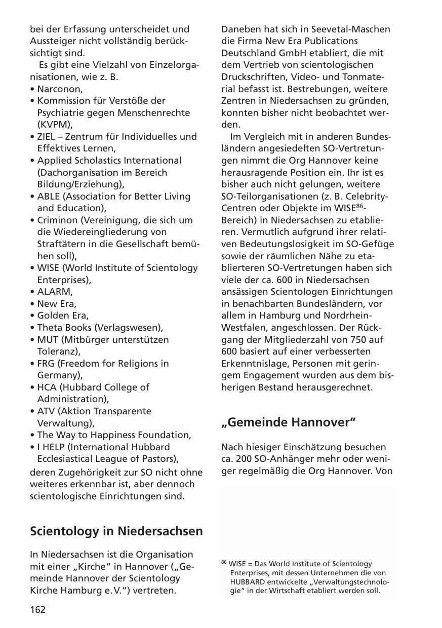Seite 163 des Verfassungsschutzbericht 2001 Niedersachsen