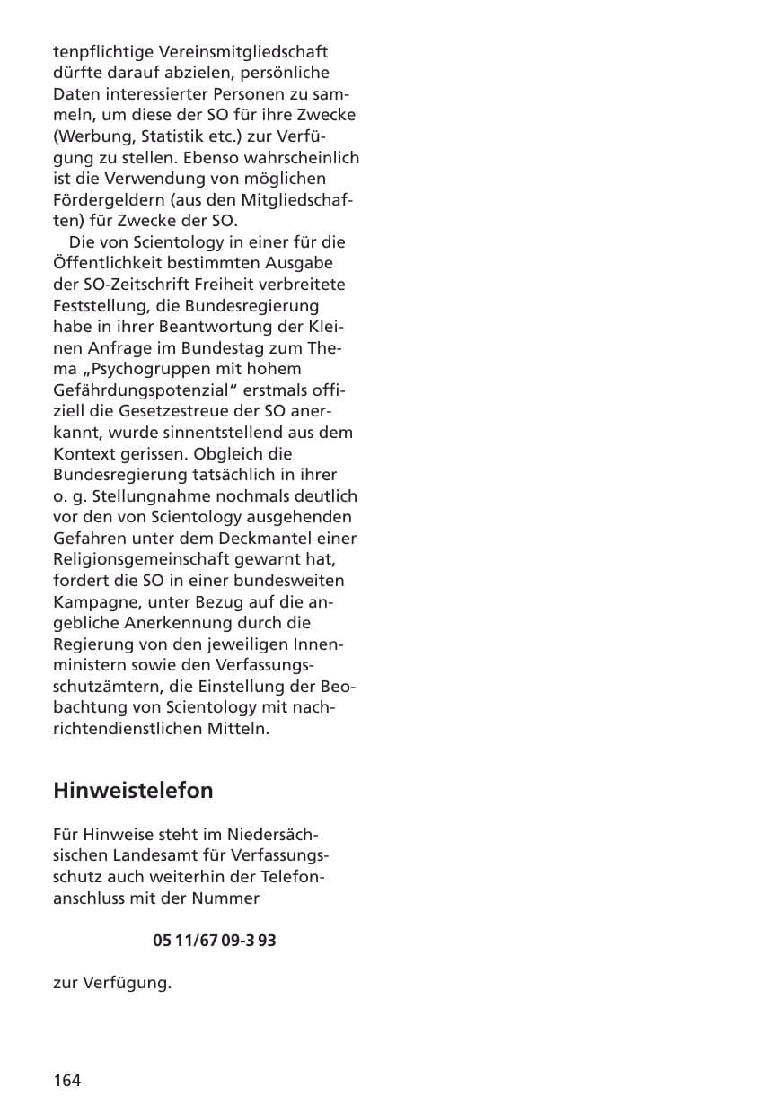 Seite 165 des Verfassungsschutzbericht 2001 Niedersachsen