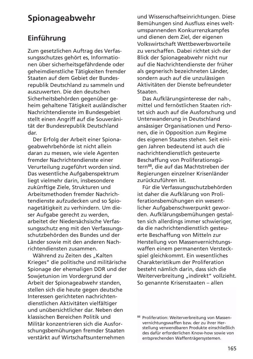 Seite 166 des Verfassungsschutzbericht 2001 Niedersachsen