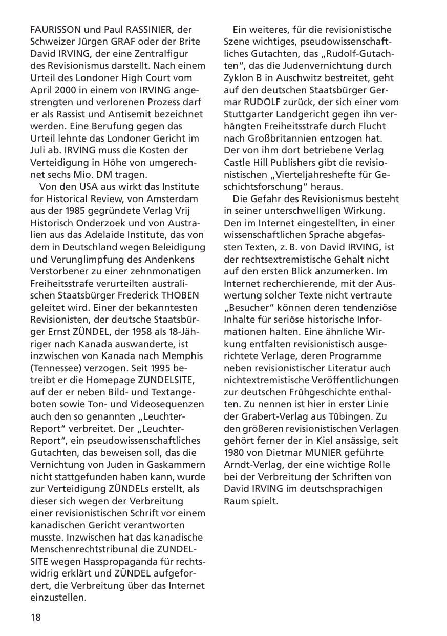 Seite 19 des Verfassungsschutzbericht 2001 Niedersachsen