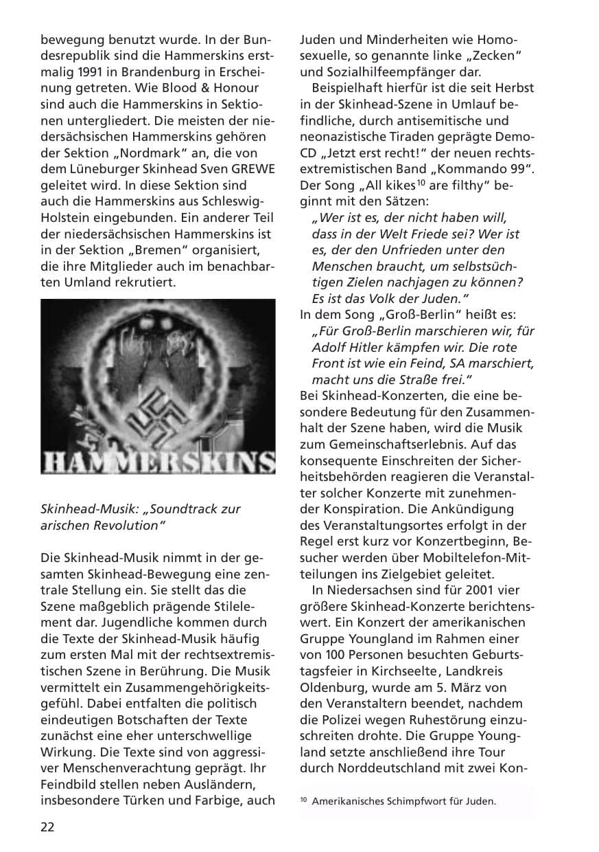 Seite 23 des Verfassungsschutzbericht 2001 Niedersachsen