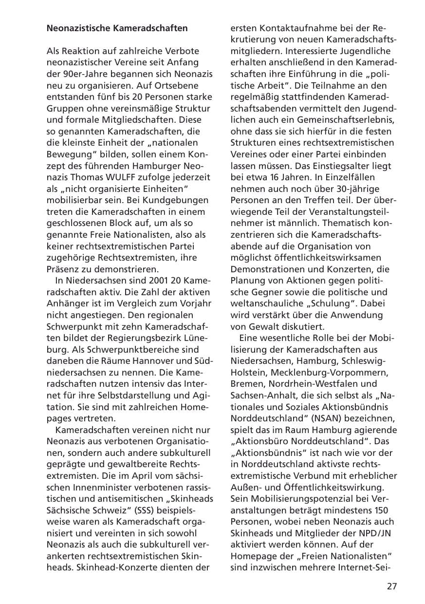 Seite 28 des Verfassungsschutzbericht 2001 Niedersachsen