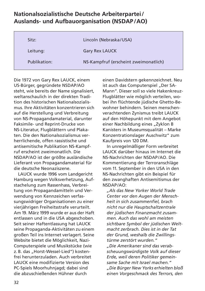 Seite 33 des Verfassungsschutzbericht 2001 Niedersachsen
