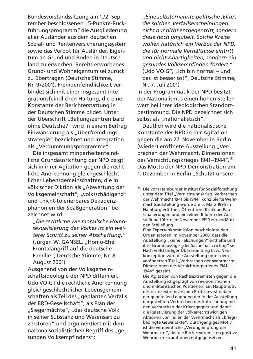 Seite 42 des Verfassungsschutzbericht 2001 Niedersachsen