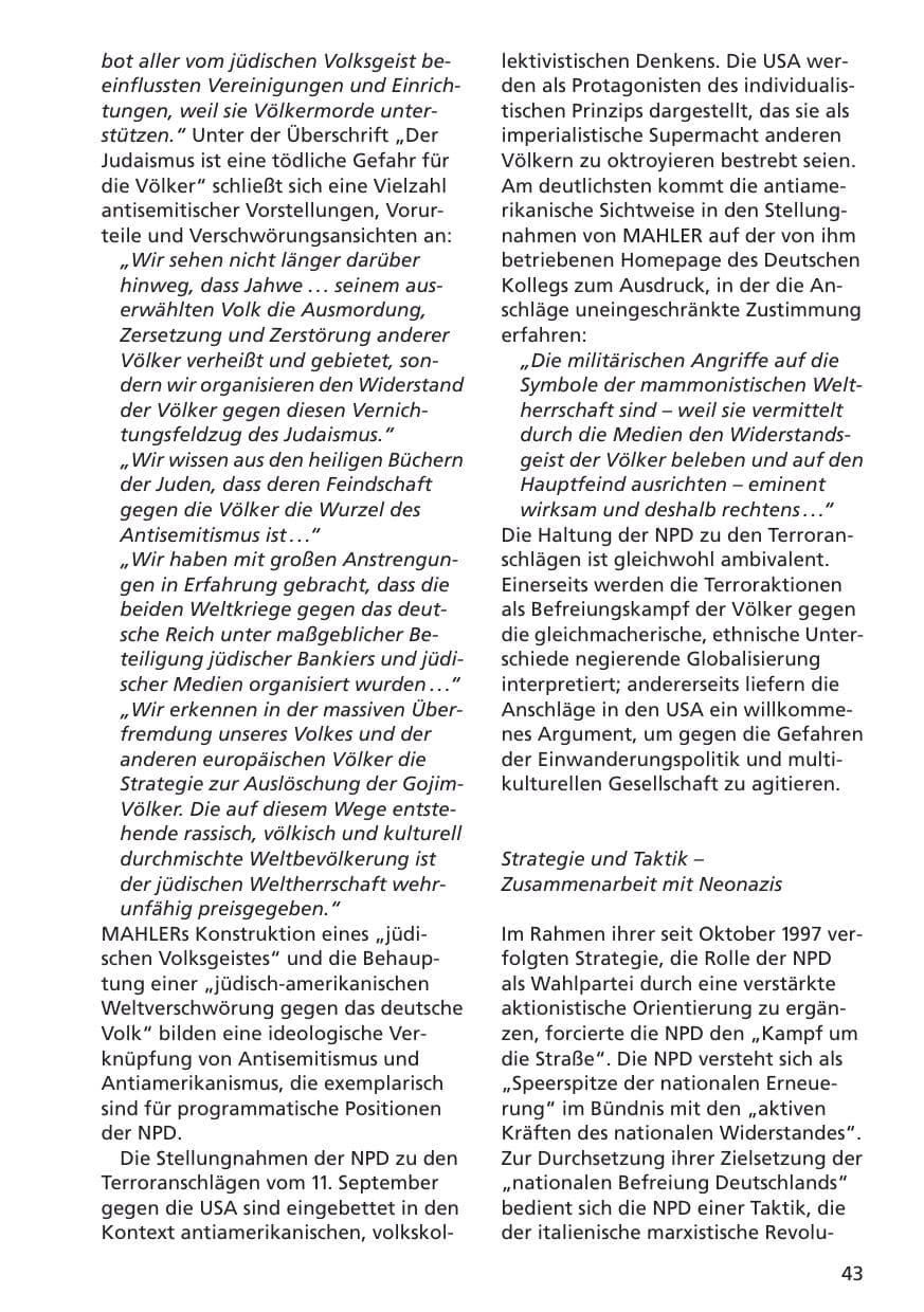 Seite 44 des Verfassungsschutzbericht 2001 Niedersachsen