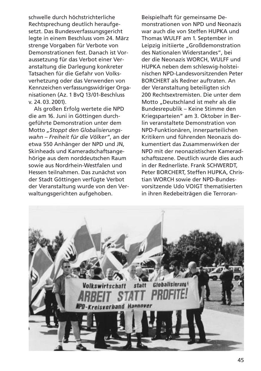 Seite 46 des Verfassungsschutzbericht 2001 Niedersachsen