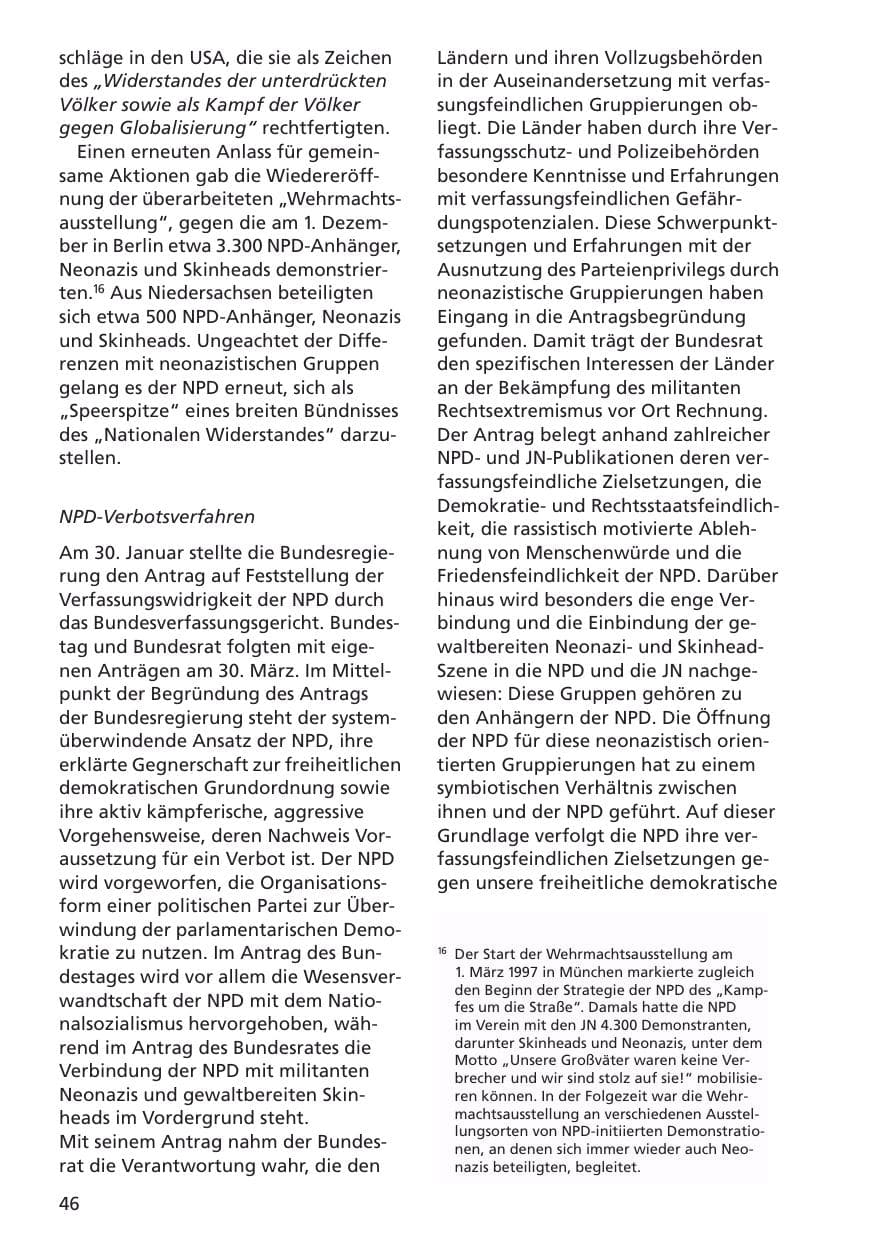 Seite 47 des Verfassungsschutzbericht 2001 Niedersachsen