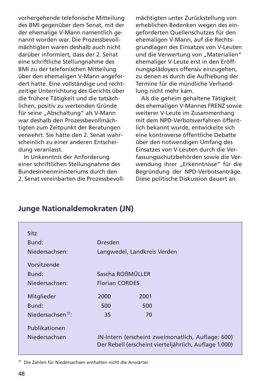 Seite 49 des Verfassungsschutzbericht 2001 Niedersachsen