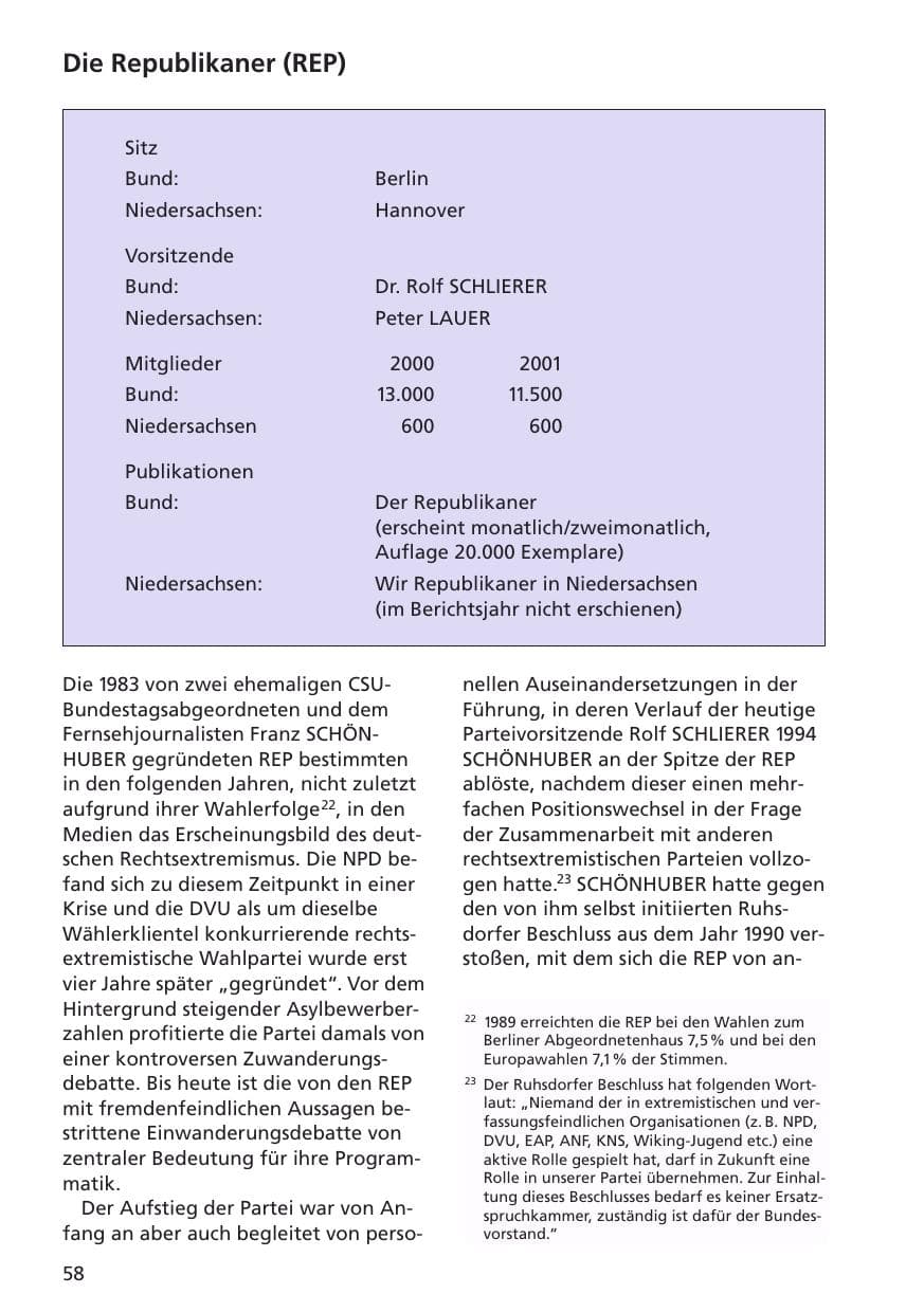Seite 59 des Verfassungsschutzbericht 2001 Niedersachsen