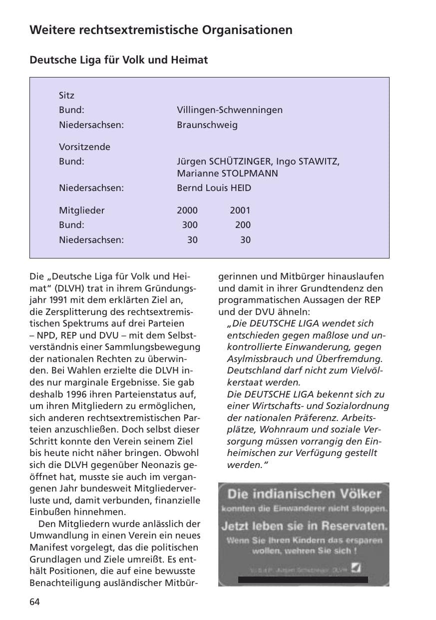 Seite 65 des Verfassungsschutzbericht 2001 Niedersachsen