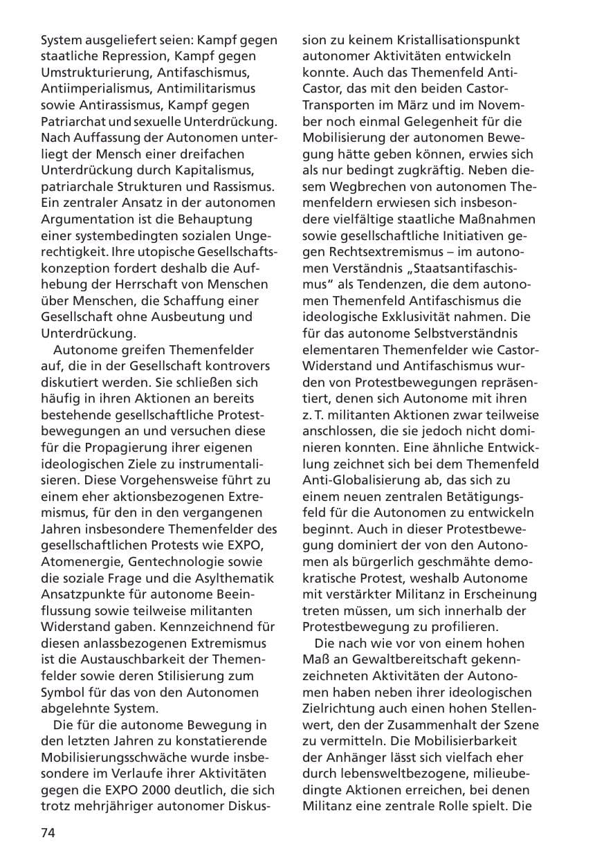 Seite 75 des Verfassungsschutzbericht 2001 Niedersachsen