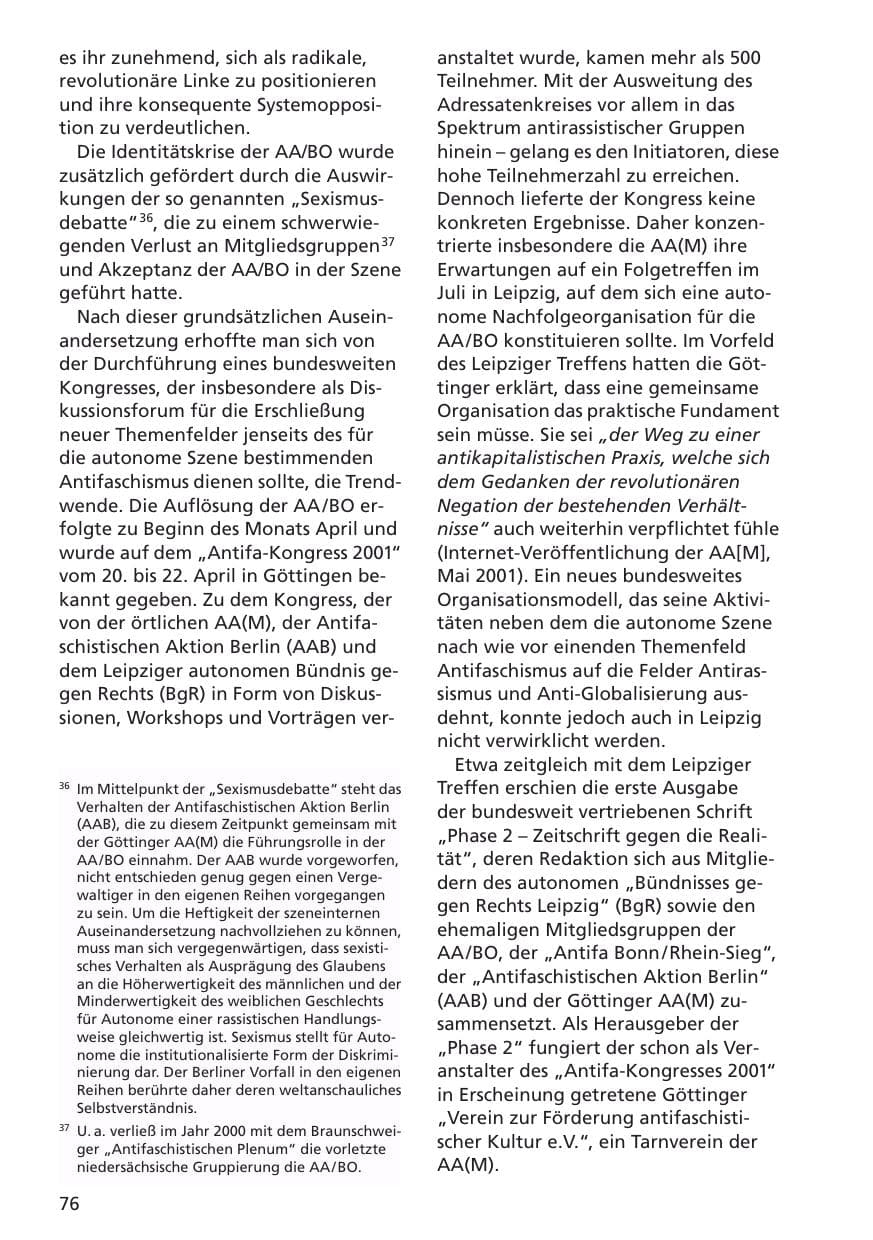Seite 77 des Verfassungsschutzbericht 2001 Niedersachsen