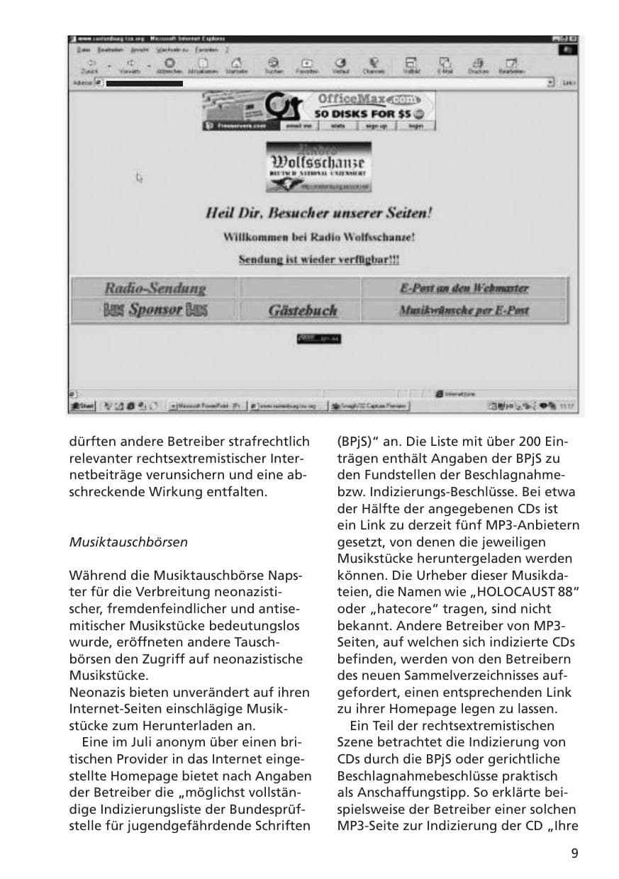 Seite 10 des Verfassungsschutzbericht 2001 Niedersachsen