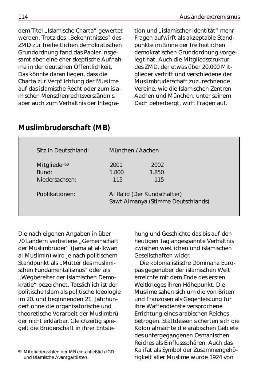 Seite 116 des Verfassungsschutzbericht 2002 Niedersachsen