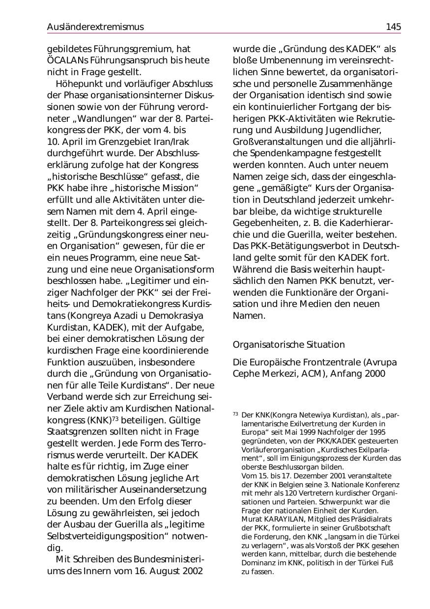 Seite 147 des Verfassungsschutzbericht 2002 Niedersachsen