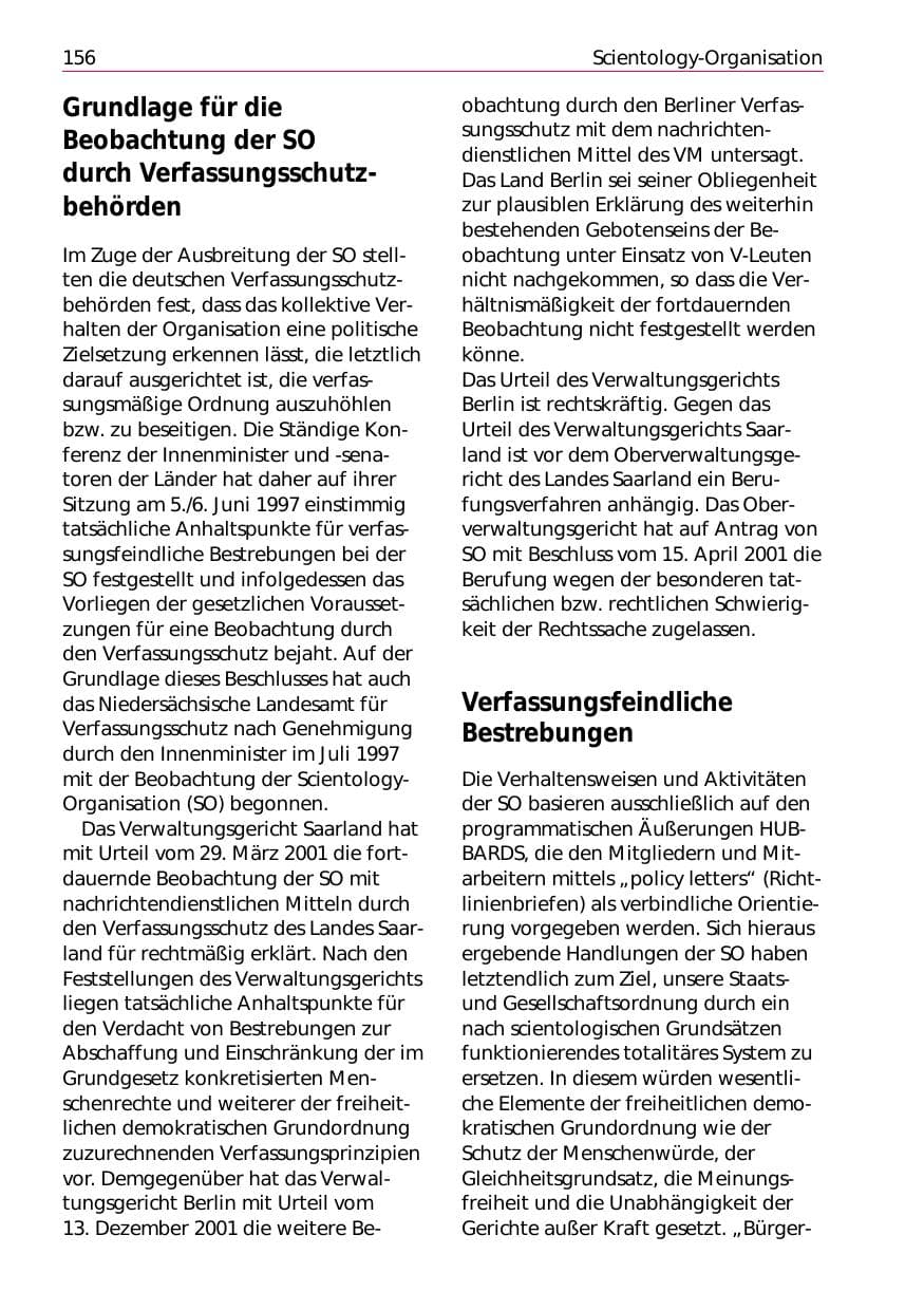 Seite 158 des Verfassungsschutzbericht 2002 Niedersachsen